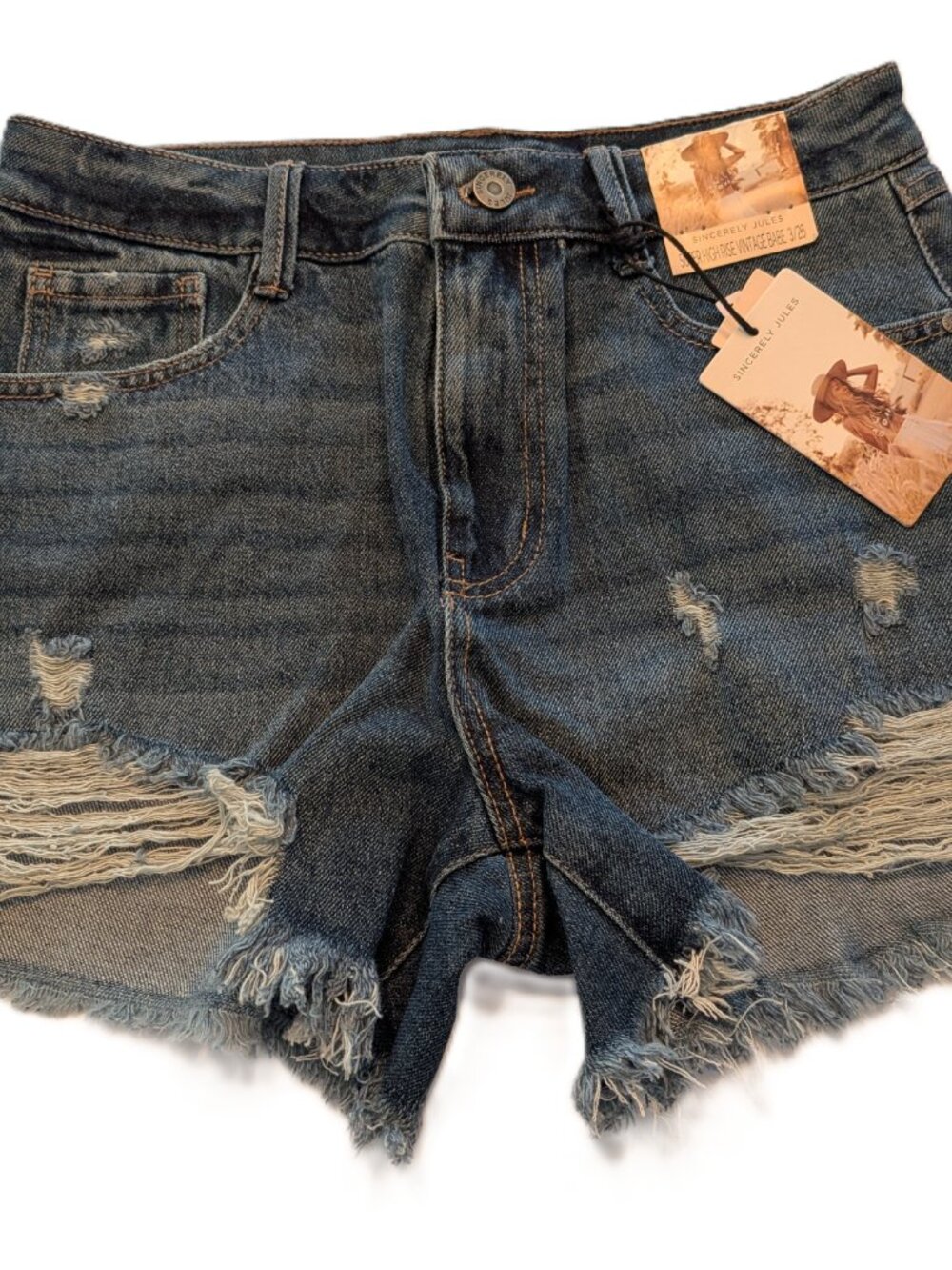Sincerely Jules Super High Rise 'Vintage Babe' Denim Cutoff Shorts Size 3/26 NWT